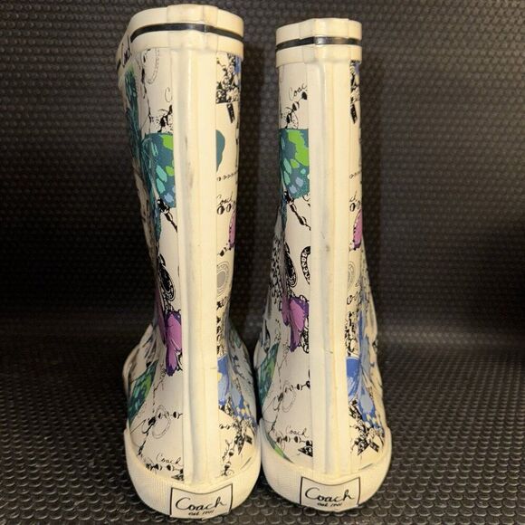 Coach Retired Ursula Butterfly Y2K Rubber Rainboots Shoes Boots Womens Size 7B - Picture 3 of 8